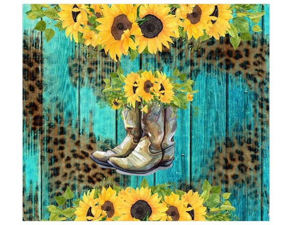 Cowgirl boots w/sunflowers