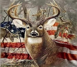 Deer with American Flag